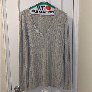 Lacoste Women’s V-Neck Sweater Size 40 Gray